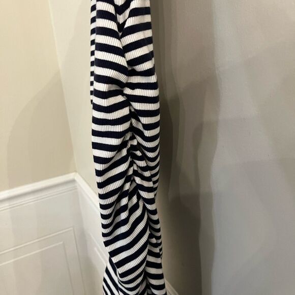 A New Day Navy and White Sleeveless V-Neck Bodycon Maxi Dress - Picture 4 of 9